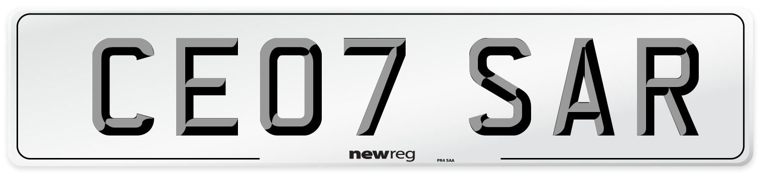 CE07 SAR Number Plate from New Reg